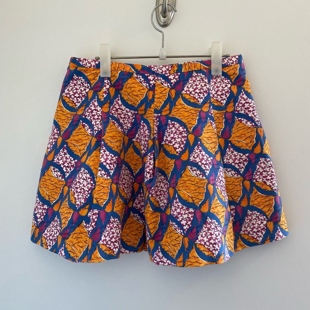 ZARA Trafaluc Orange Floral Print Ruched Skirt Size L